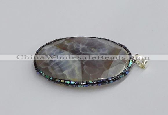 CGP3412 35*50mm faceted oval agate pendants wholesale