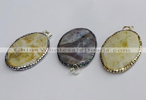 CGP3414 35*50mm faceted oval agate pendants wholesale