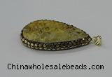 CGP3417 30*50mm - 35*55mm flat teardrop fossil coral pendants