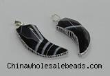 CGP3458 16*30mm - 18*40mm horn black agate pendants