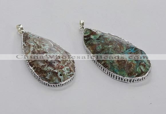 CGP3462 30*40mm - 35*50mm faceted flat teardrop ocean agate pendants