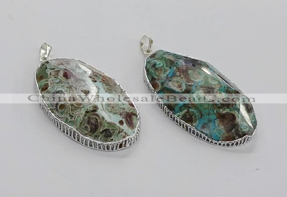 CGP3463 30*50mm - 35*55mm faceted oval ocean agate pendants