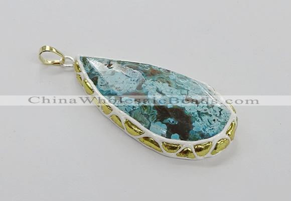 CGP3475 30*50mm - 35*55mm faceted flat teardrop ocean agate pendants