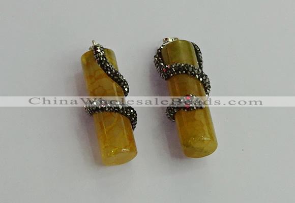 CGP348 12*40mm tube agate gemstone pendants wholesale