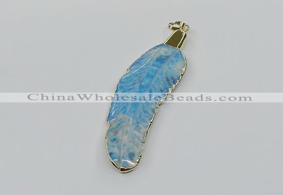 CGP3504 22*60mm - 25*65mm feather fossil coral pendants