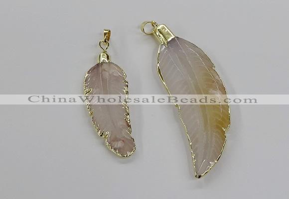 CGP3513 20*45mm - 25*65mm wing-shaped agate pendants