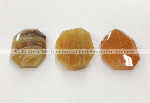 CGP3590 32*42mm faceted octagonal agate pendants wholesale