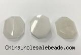 CGP3605 35*45mm faceted octagonal white jade pendants wholesale