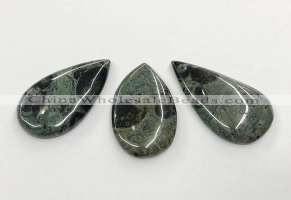 CGP3610 30*50mm - 35*55mm flat teardrop kambaba jasper pendants