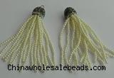 CGP418 3mm round handmade glass beaded tassel pendants wholesale