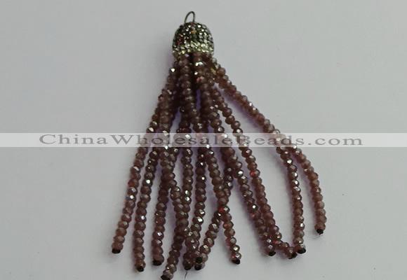 CGP426 2*3mm faceted rondelle handmade chinese crystal tassel pendants