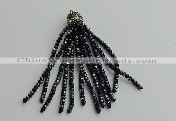 CGP429 2*3mm faceted rondelle handmade chinese crystal tassel pendants