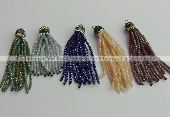 CGP430 2*3mm faceted rondelle handmade chinese crystal tassel pendants