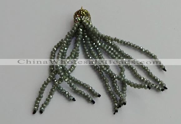 CGP438 2*3mm faceted rondelle handmade chinese crystal tassel pendants