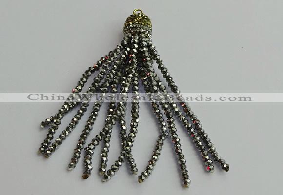 CGP446 2*3mm faceted rondelle handmade chinese crystal tassel pendants