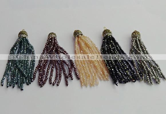 CGP450 2*3mm faceted rondelle handmade chinese crystal tassel pendants