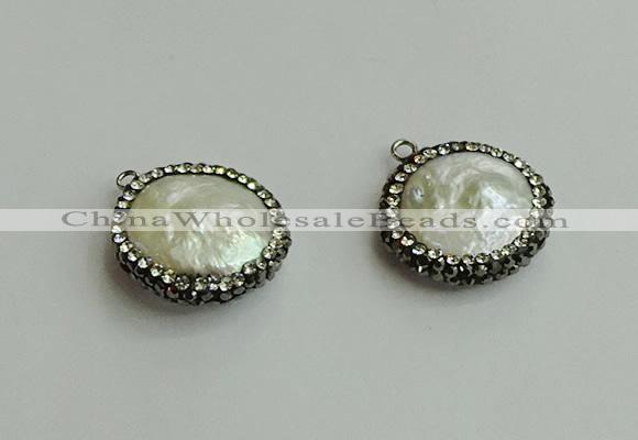 CGP545 16mm - 18mm flat round pearl pendants wholesale