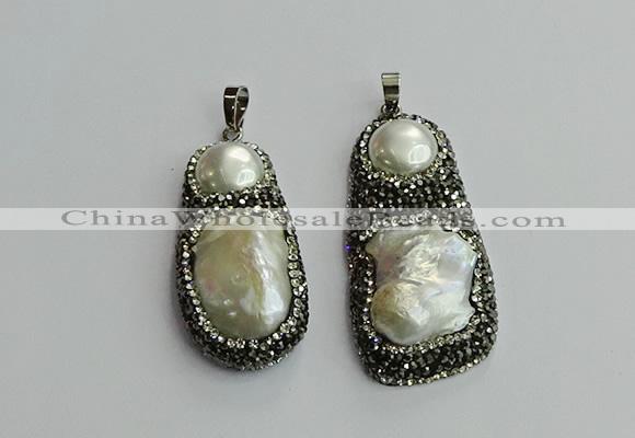 CGP614 22*40mm - 25*50mm freeform pearl pendants wholesale