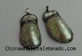 CGP616 25*50mm - 28*55mm freeform shell pearl & pearl pendants