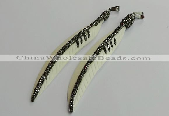 CGP655 18*95mm feather bone pendants wholesale