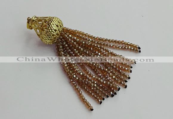 CGP674 2*3mm faceted rondelle handmade chinese crystal tassel pendants