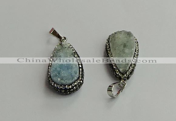 CGP706 16*28mm flat teardrop druzy agate pendants wholesale