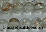 CGQ24 15.5 inches 8mm faceted round gold sand quartz beads