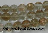 CGQ25 15.5 inches 10mm faceted round gold sand quartz beads