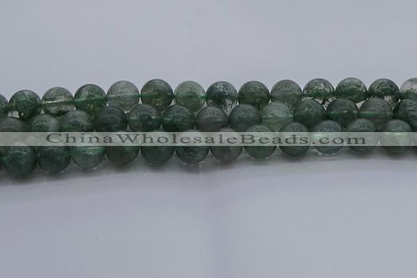 CGQ515 15.5 inches 14mm round matte imitation green phantom quartz beads