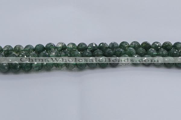 CGQ522 15.5 inches 8mm faceted round imitation green phantom quartz beads