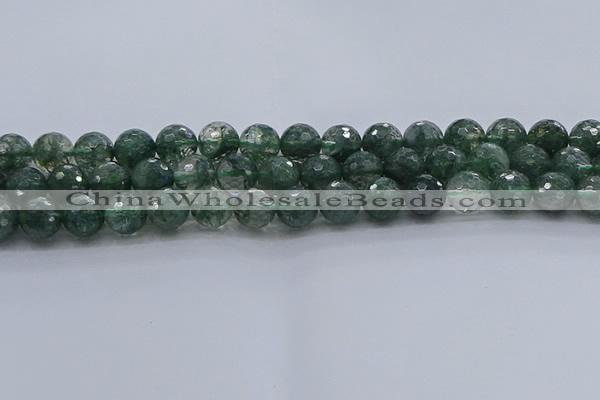 CGQ523 15.5 inches 10mm faceted round imitation green phantom quartz beads