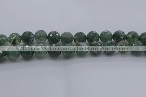 CGQ526 15.5 inches 16mm faceted round imitation green phantom quartz beads