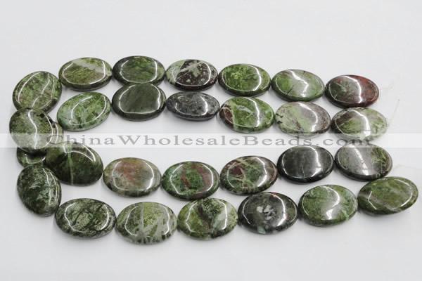 CGR12 16 inches 22*30mm oval green rain forest stone beads wholesale