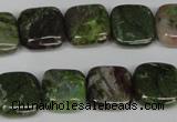 CGR32 15.5 inches 10*10mm square green rain forest stone beads