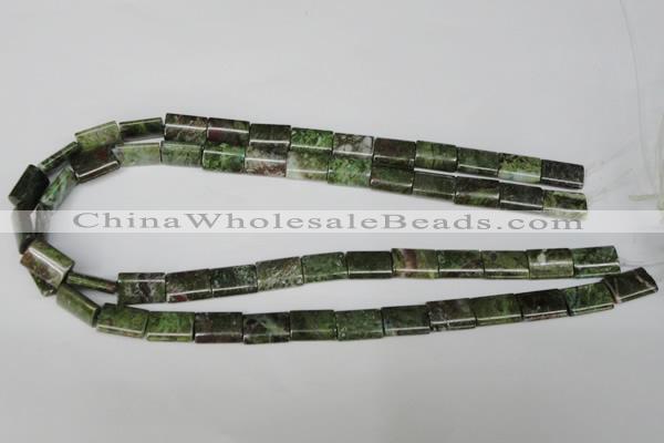 CGR35 15.5 inches 10*14mm flat tube green rain forest stone beads