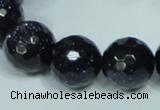 CGS110 15.5 inches 18mm faceted round blue goldstone beads wholesale