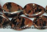 CGS214 15.5 inches 18*25mm flat teardrop blue & brown goldstone beads