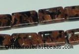 CGS217 15.5 inches 13*18mm rectangle blue & brown goldstone beads