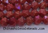 CGS451 15.5 inches 6mm faceted nuggets goldstone beads wholesale