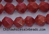 CGS452 15.5 inches 8mm faceted nuggets goldstone beads wholesale