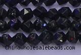 CGS461 15.5 inches 6mm faceted nuggets green goldstone beads