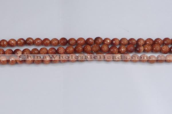 CGS471 15.5 inches 6mm faceted round goldstone beads wholesale