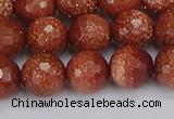 CGS473 15.5 inches 10mm faceted round goldstone beads wholesale