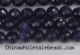 CGS478 15.5 inches 4mm faceted round blue goldstone beads