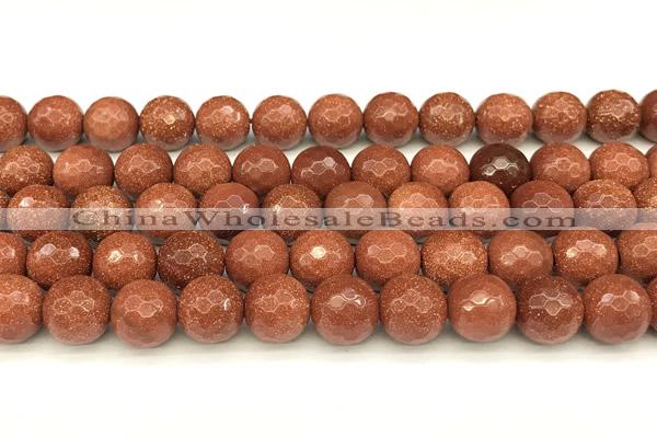 CGS491 15 inches 8mm faceted round goldstone beads