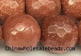 CGS493 15 inches 12mm faceted round goldstone beads