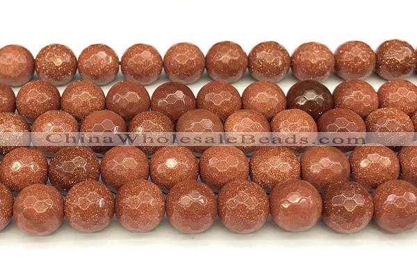 CGS493 15 inches 12mm faceted round goldstone beads