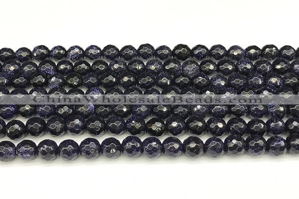 CGS495 15 inches 6mm faceted round blue goldstone beads