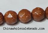CGS61 15.5 inches 14mm faceted round goldstone beads wholesale