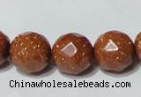 CGS90 15.5 inches 18mm faceted round goldstone beads wholesale